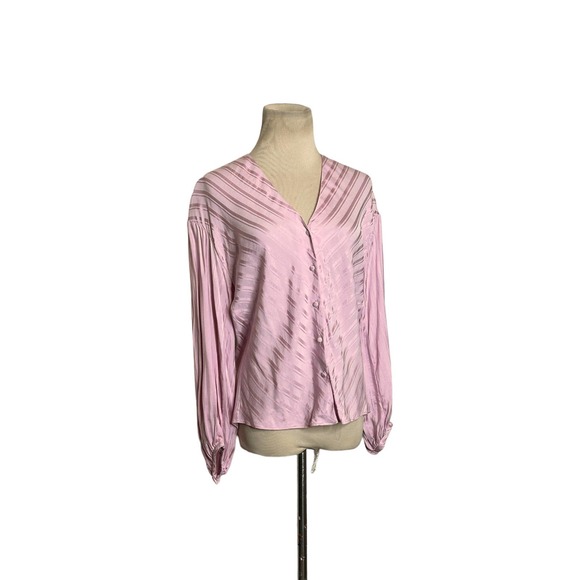 Joie Pink Cadmar Satin Button Long Sleeves Blouse size XXS - Picture 12 of 12